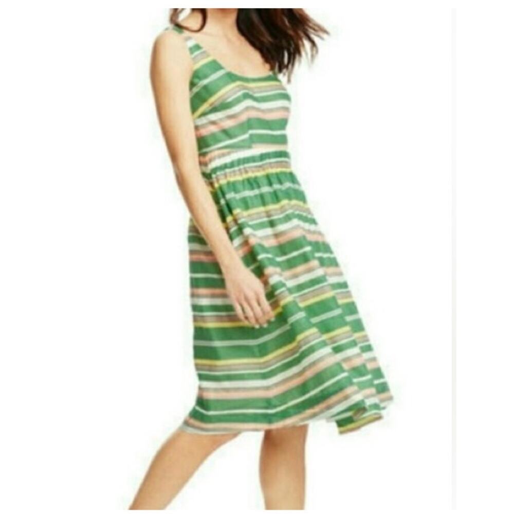 Boden Women's Hattie Striped Sleeveless Fit-And-Flare Dress‎ Summer Green Size 4